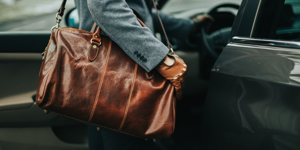 Weekender, Leder, elegant, in der Hand getragen, Business-Look, stilvoll unterwegs