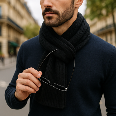 Gürtel, Uhr, Sonnenbrille, Kartenetui, Krawatte, elegante Herrenaccessoires in Schwarz und Grau