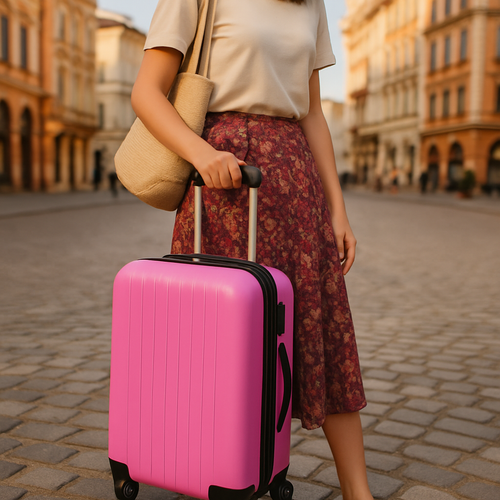 Koffer, pink, Nackenkissen, verspielt, auffällig, Reise-Accessoire