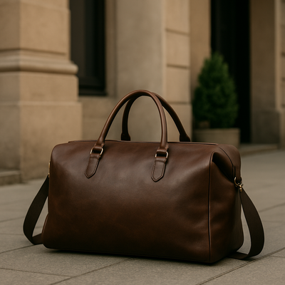 Weekender, Leder, elegant, in der Hand getragen, Business-Look, stilvoll unterwegs