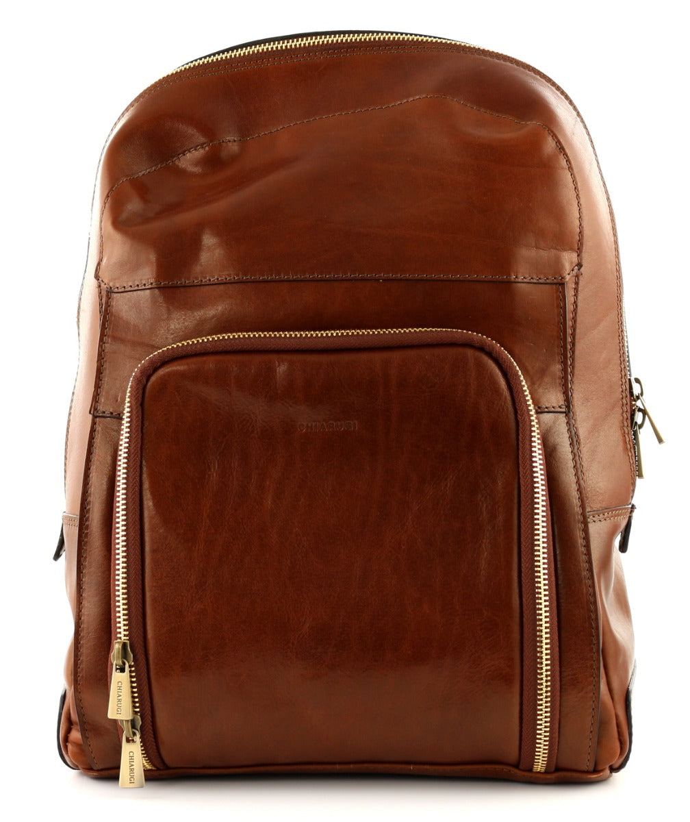 chiarugi leather backpack ITALIAN ROLL-TOP It features a spacious main compartment as well as a padded laptop compartment suitable for laptops up to 15 inches Chiarugi Leather Backpack
