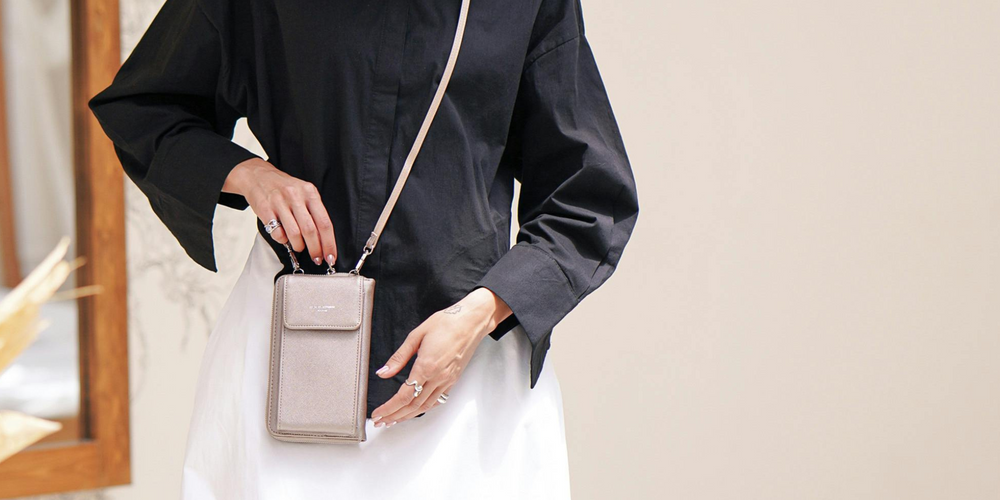 Handytasche, rechteckig, Umhängefunktion, kompakt, mit Klappe, funktional, für Damen