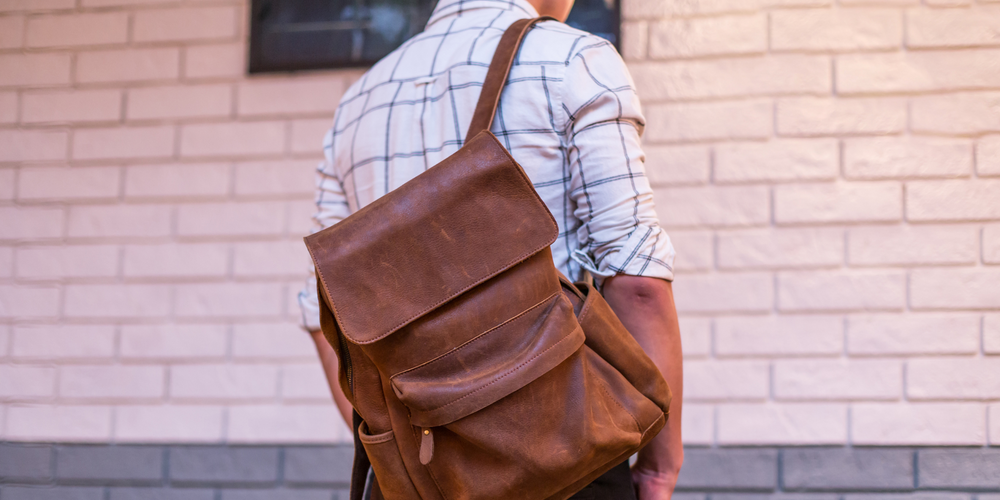 Lederrucksack, Herren, braun, urban, lässig, stylisch