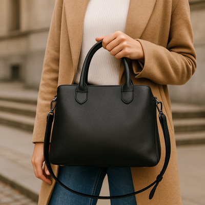 Handtasche, schlichtes Design, gebogene Form, lange Henkel, minimalistisch, für Damen