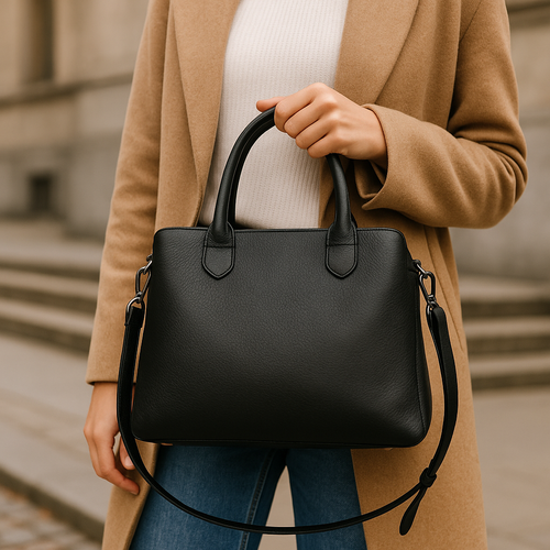 Handtasche, schlichtes Design, gebogene Form, lange Henkel, minimalistisch, für Damen