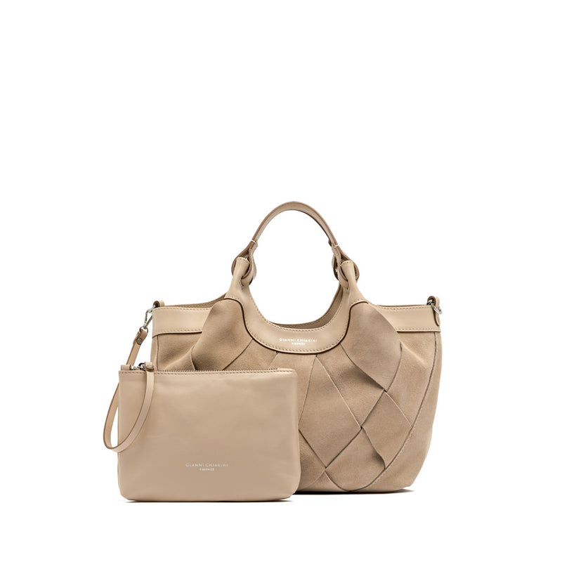 Gianni Chiarini Dua borsa a secchiello in pelle scamosciata intrecciata